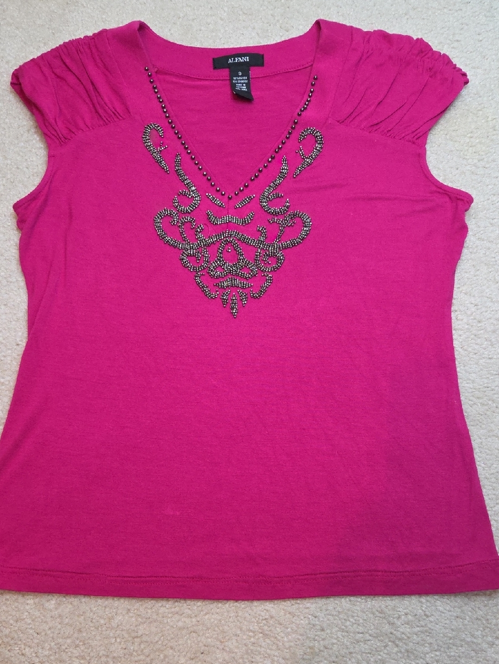 Alfani Fuschia Embellished Cap-Sleeve Tank Top